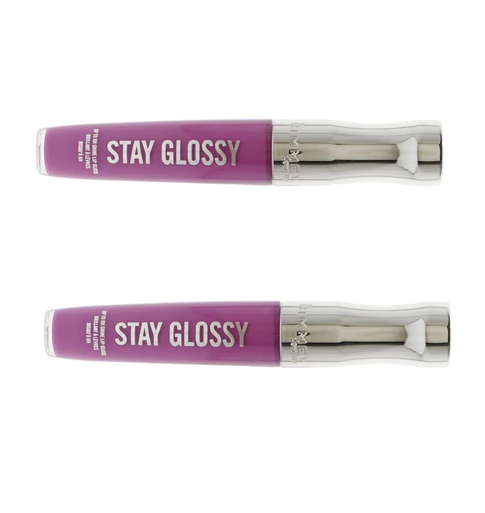 Pack of 2 Rimmel Stay Glossy 6HR Lip Gloss, Purple Parlour # 155