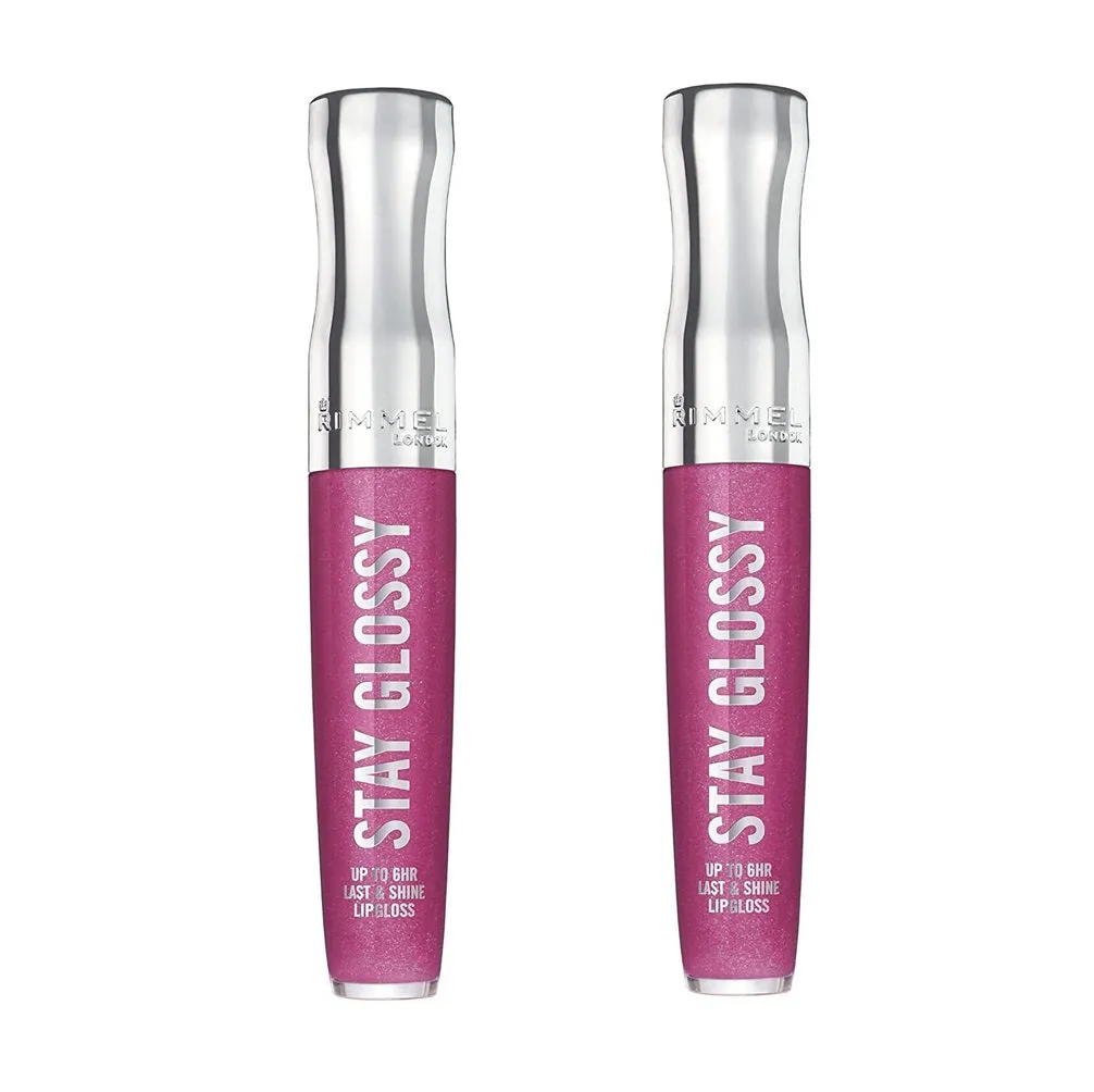 Pack of 2 Rimmel Stay Glossy 6HR Lip Gloss, Savoy Plum # 185