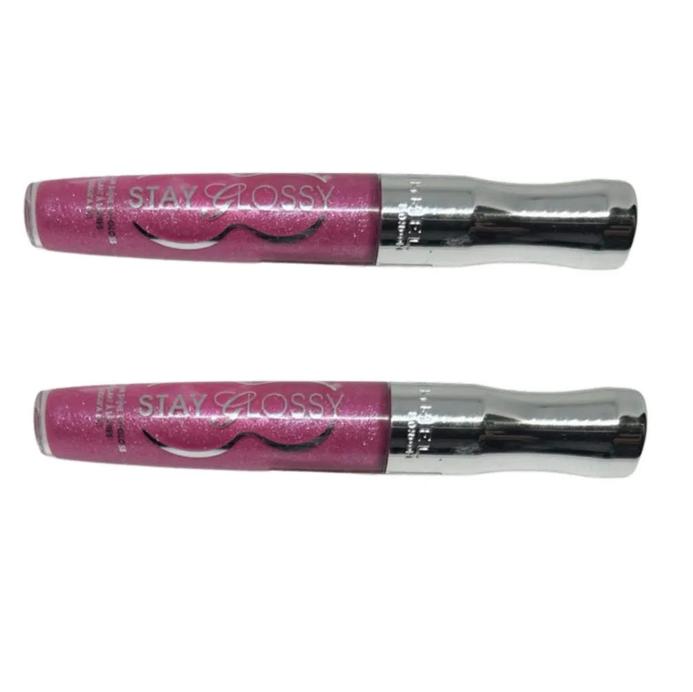 Pack of 2 Rimmel Stay Glossy 6HR Lip Gloss, Savoy Plum # 185