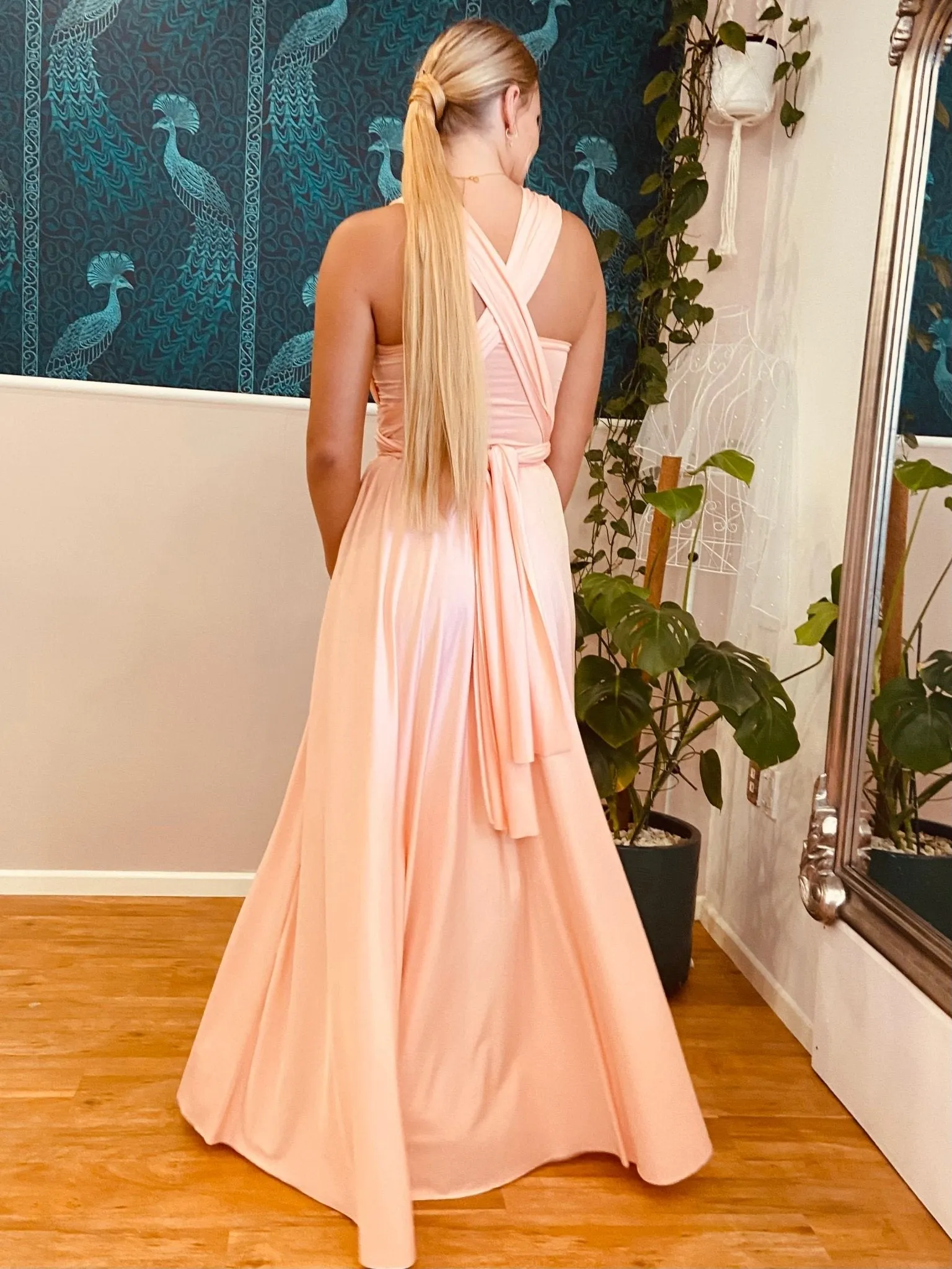 Peach Pink convertible Infinity bridesmaid dress Express NZ wide
