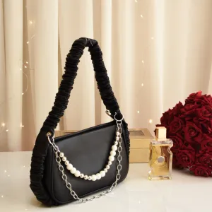 Pearl Chain Shoulder Bag Black
