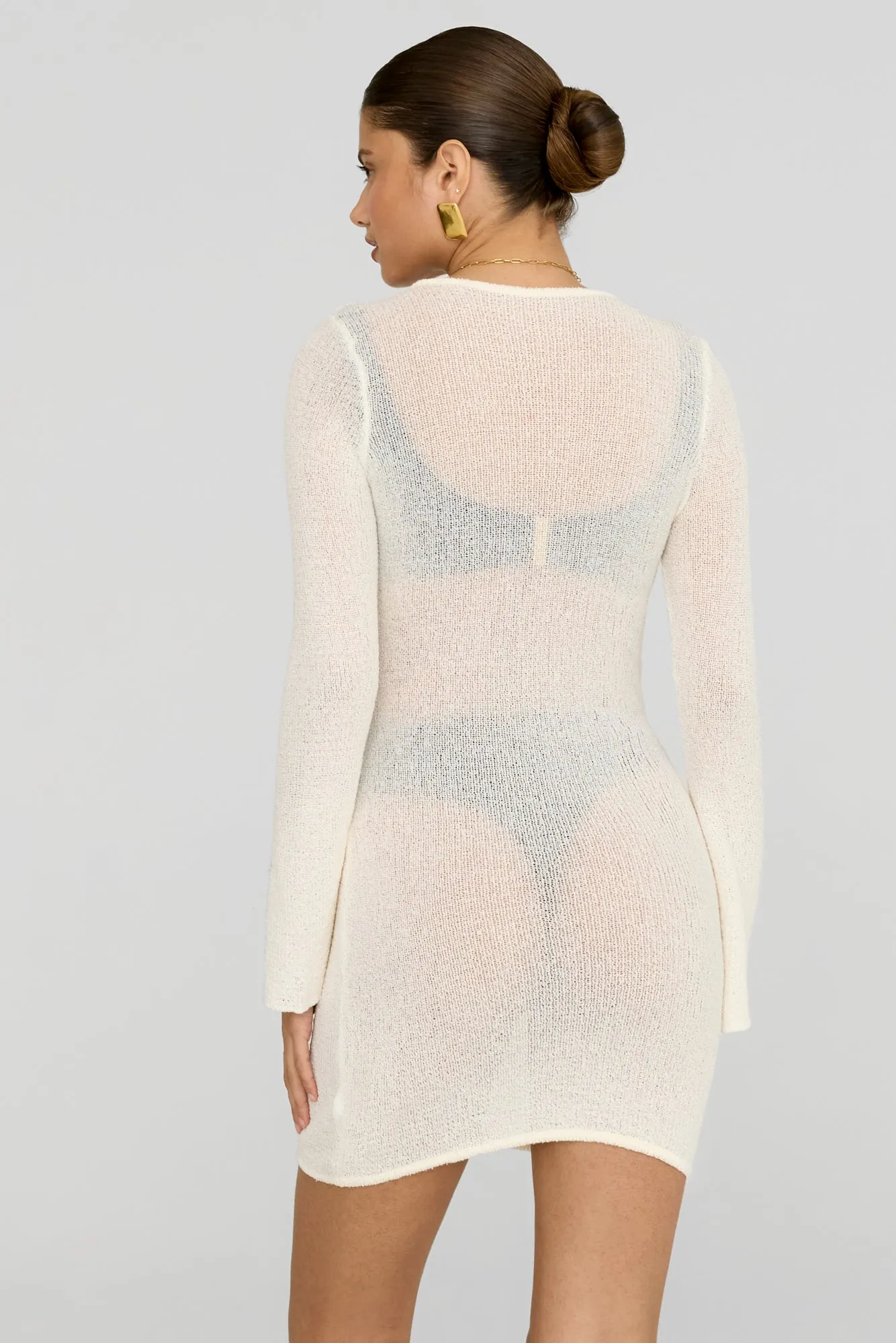 PEARL MULTIWAY RESORT KNIT MINI DRESS - COCONUT MILK