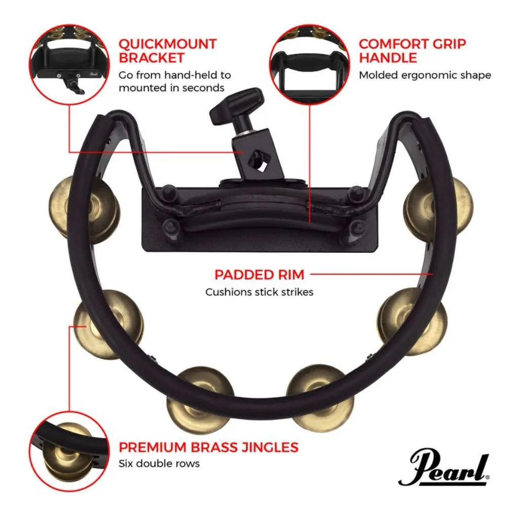 Pearl Quickmount Tambourine With Brass Jingles