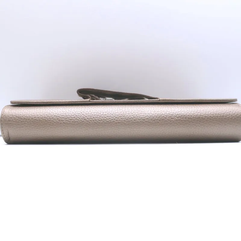 Perrin Le Cabriolet Glove Clutch Mauve Metallic Grained Leather NEW