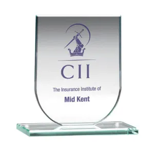 Personalised Jade Glass Shield Plaque Award