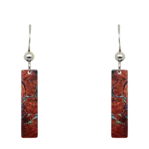 Petrified Wood 2" Metallic Slender Rectangle Earrings