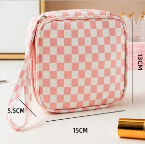 Pink Checker Travel Zip Bag