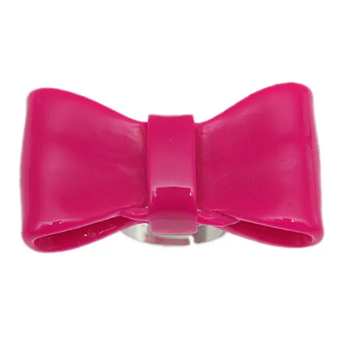 Pink Large Glossy Bow Adjustable Ring