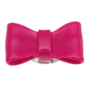 Pink Large Glossy Bow Adjustable Ring