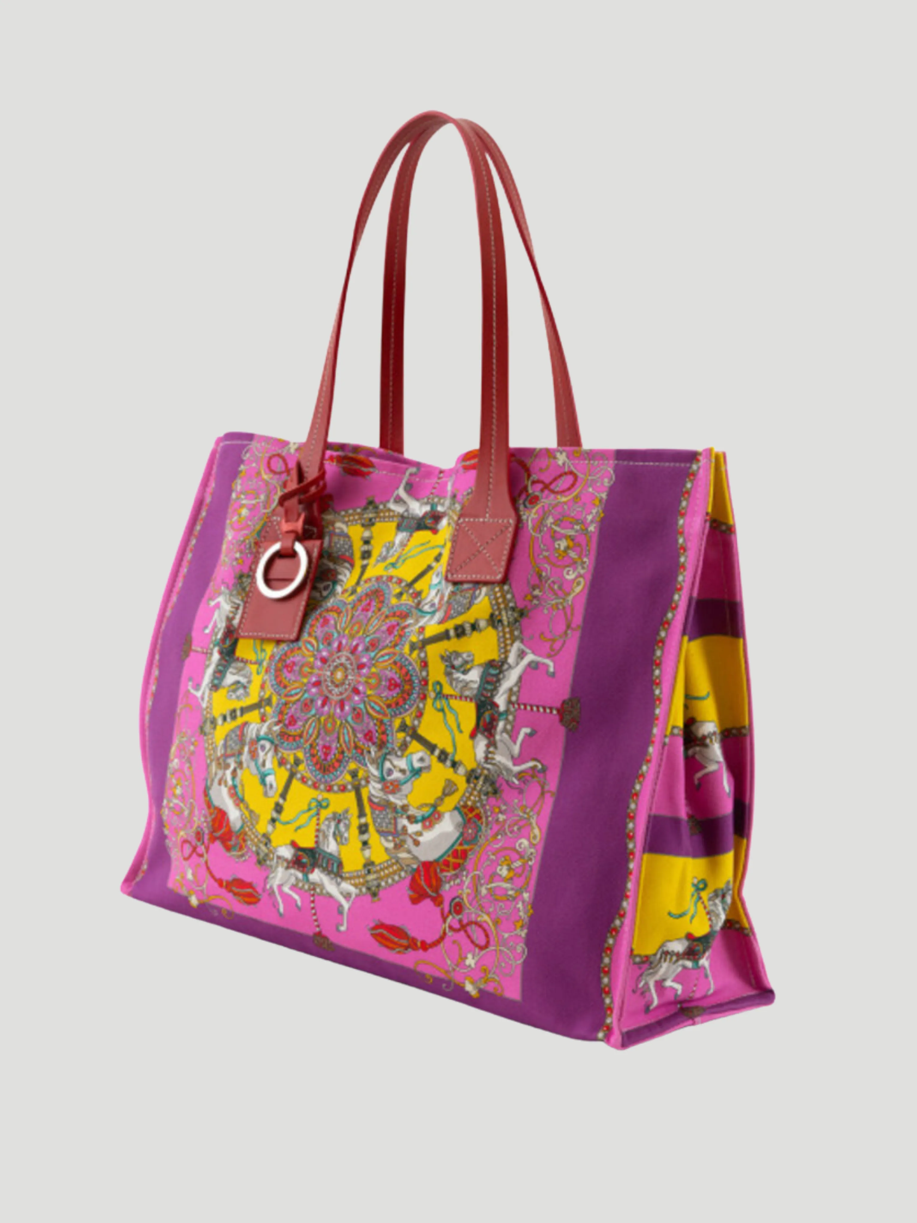 Pink Toy Horses Printed Tote Bag