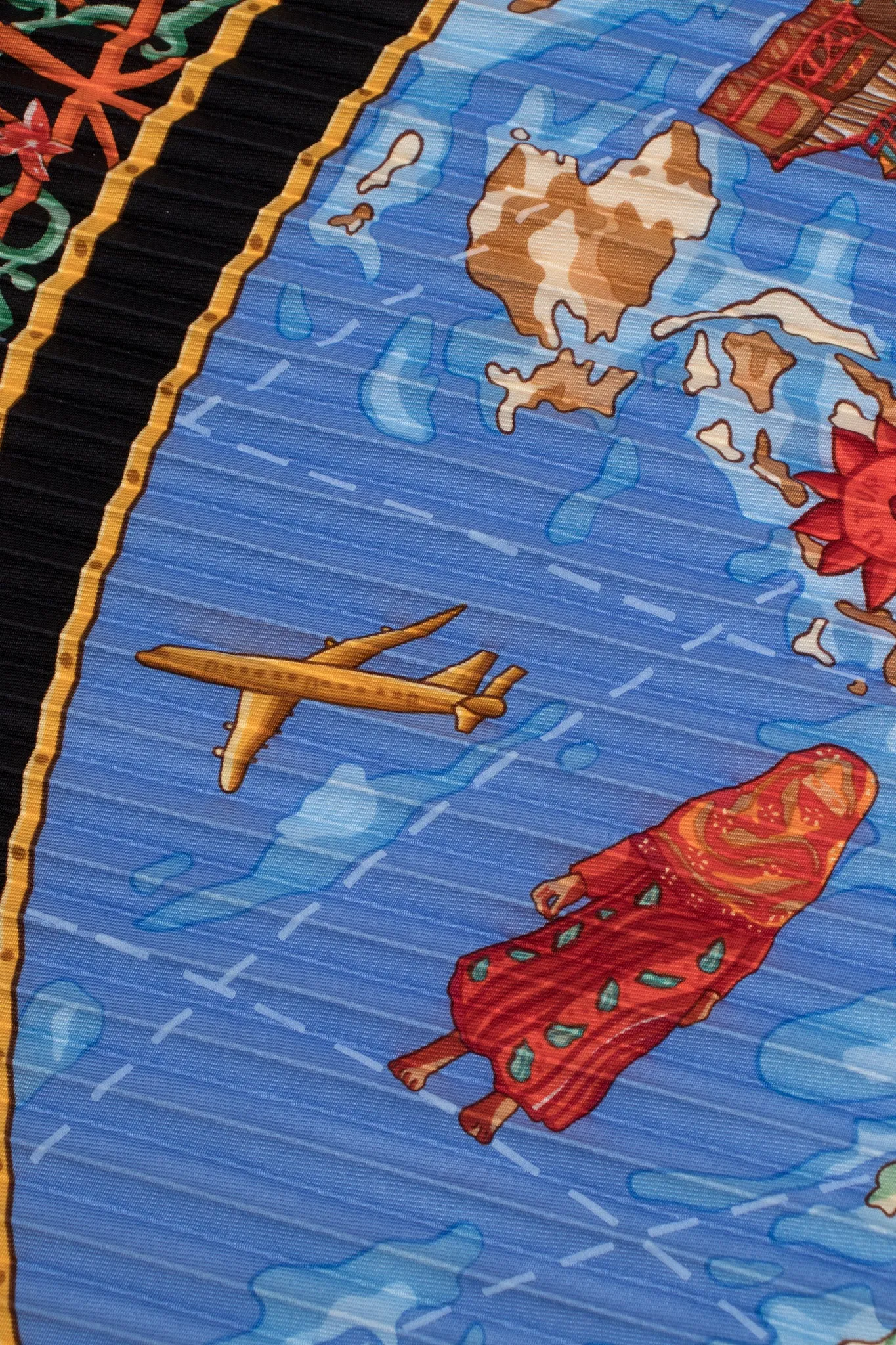 Pleated Online Map Print Scarf