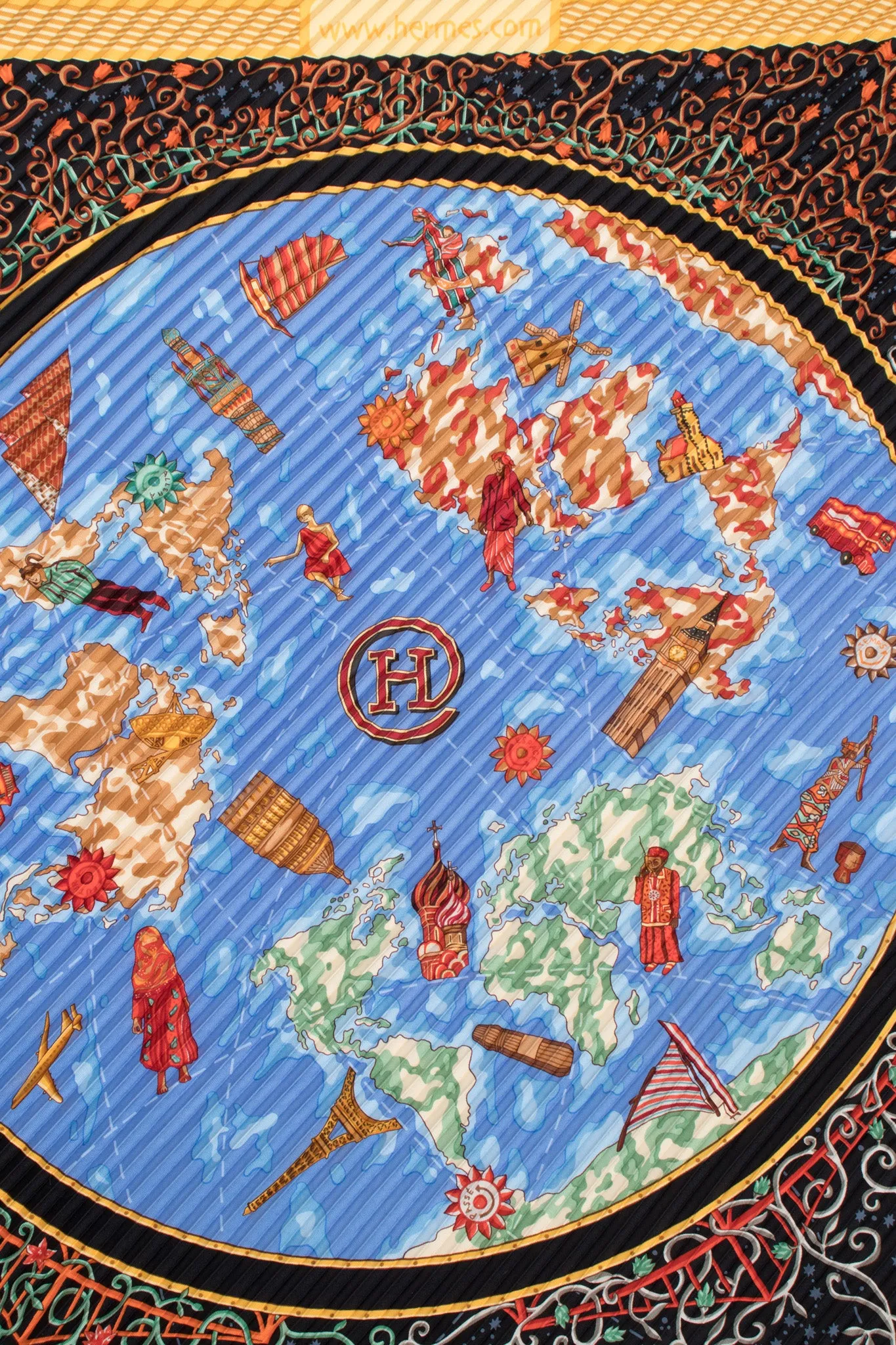 Pleated Online Map Print Scarf