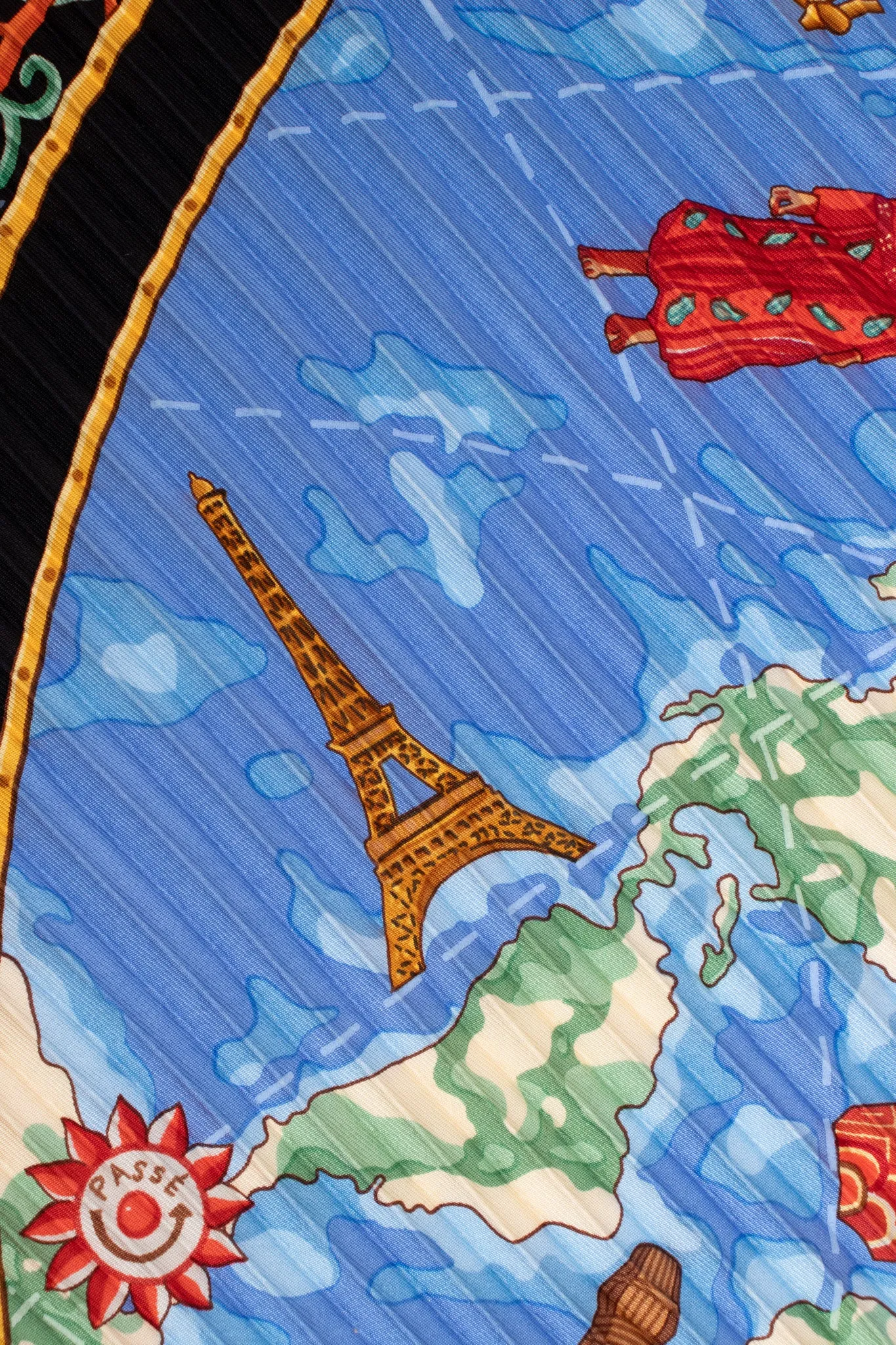 Pleated Online Map Print Scarf
