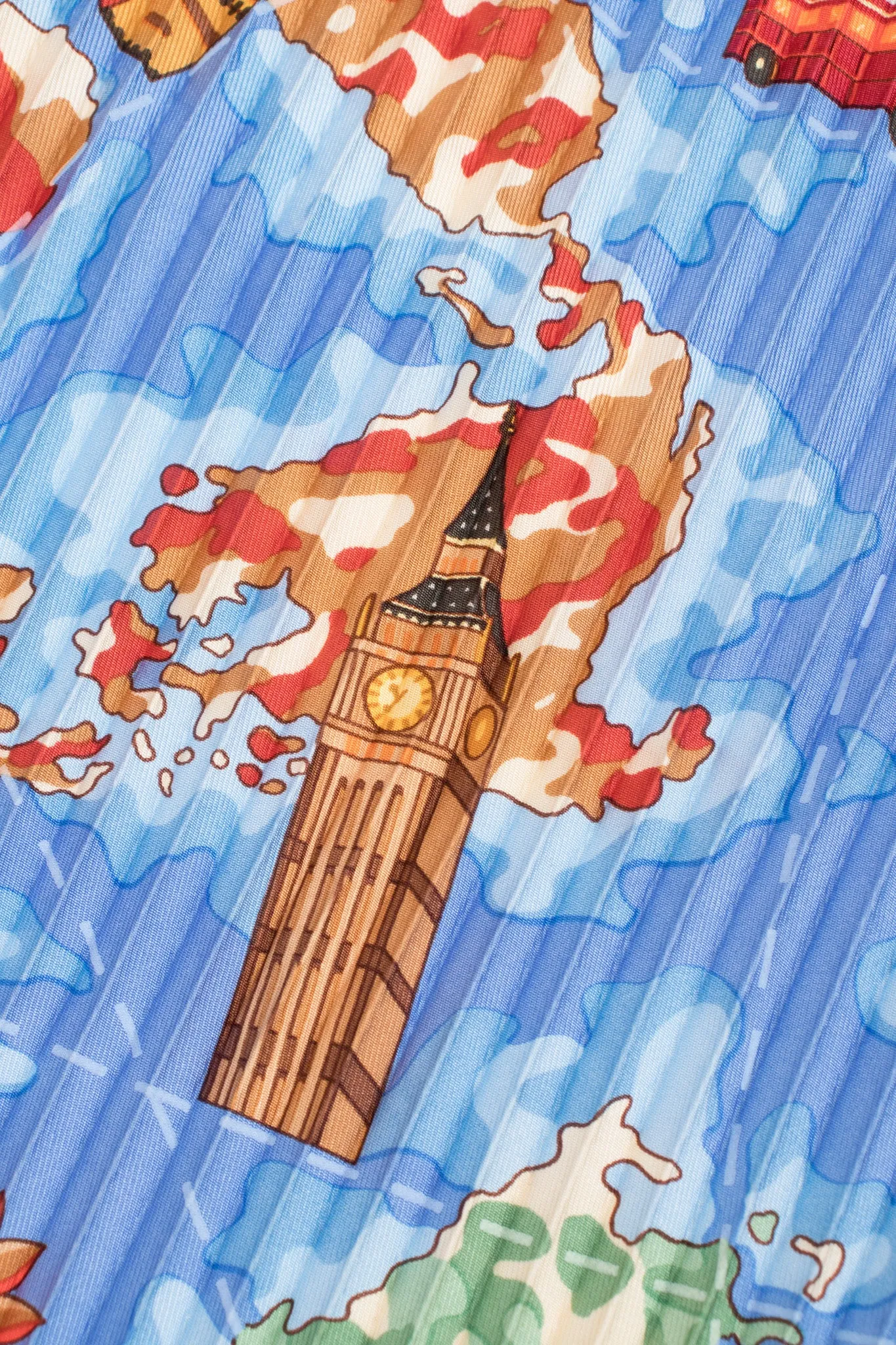 Pleated Online Map Print Scarf