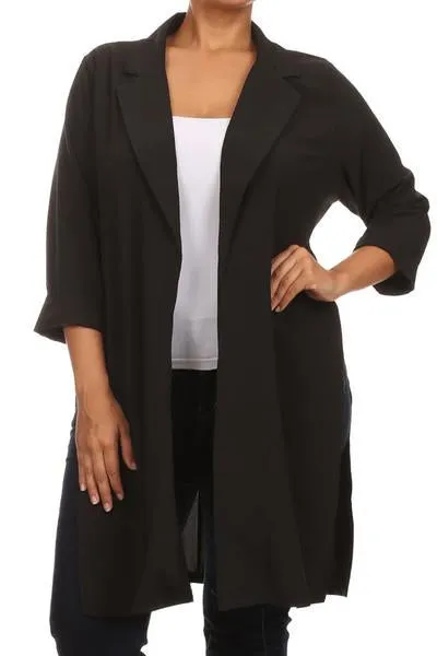 Plus Size In Town Sheer Split Sides Jacket