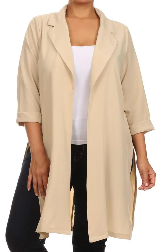 Plus Size In Town Sheer Split Sides Jacket