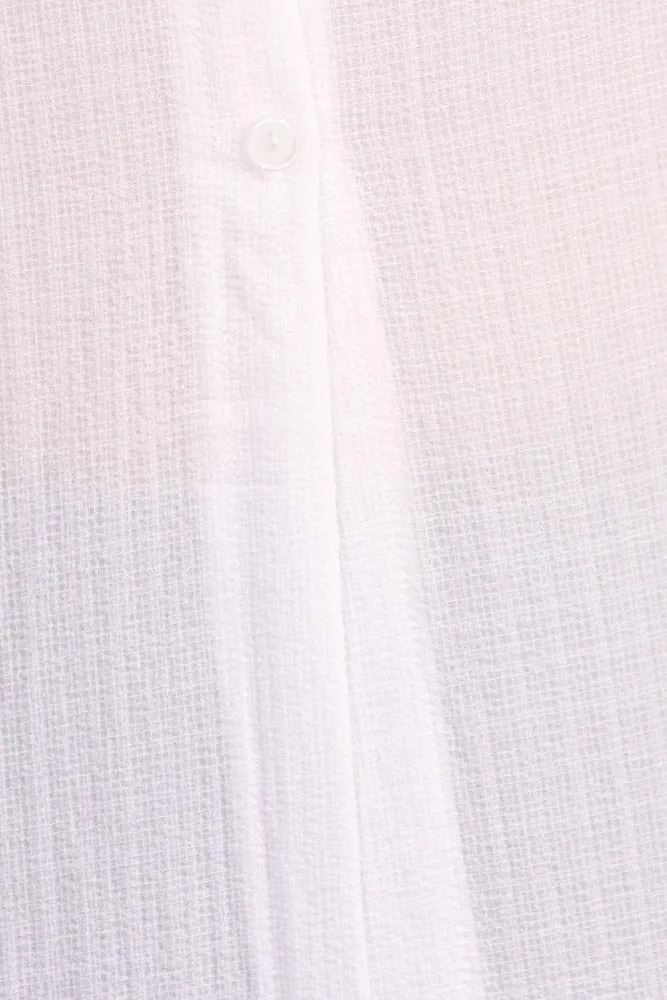 Plus Size Mod Button Up Sheer White Maxi Dress