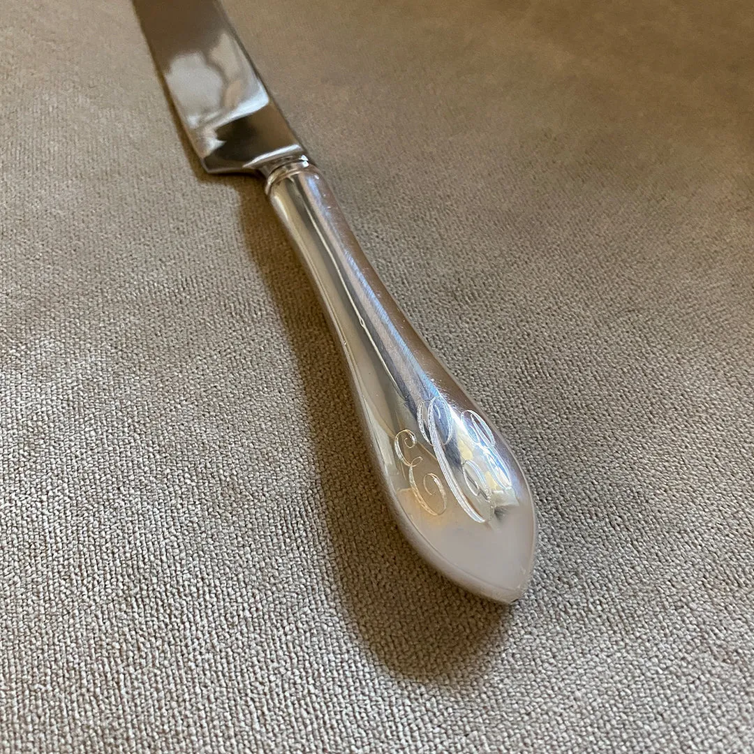 Pointed Antique Sterling Silver Wedding Cake Knife