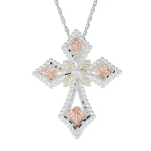 Pointed Cross - Sterling Silver Black Hills Gold Pendant