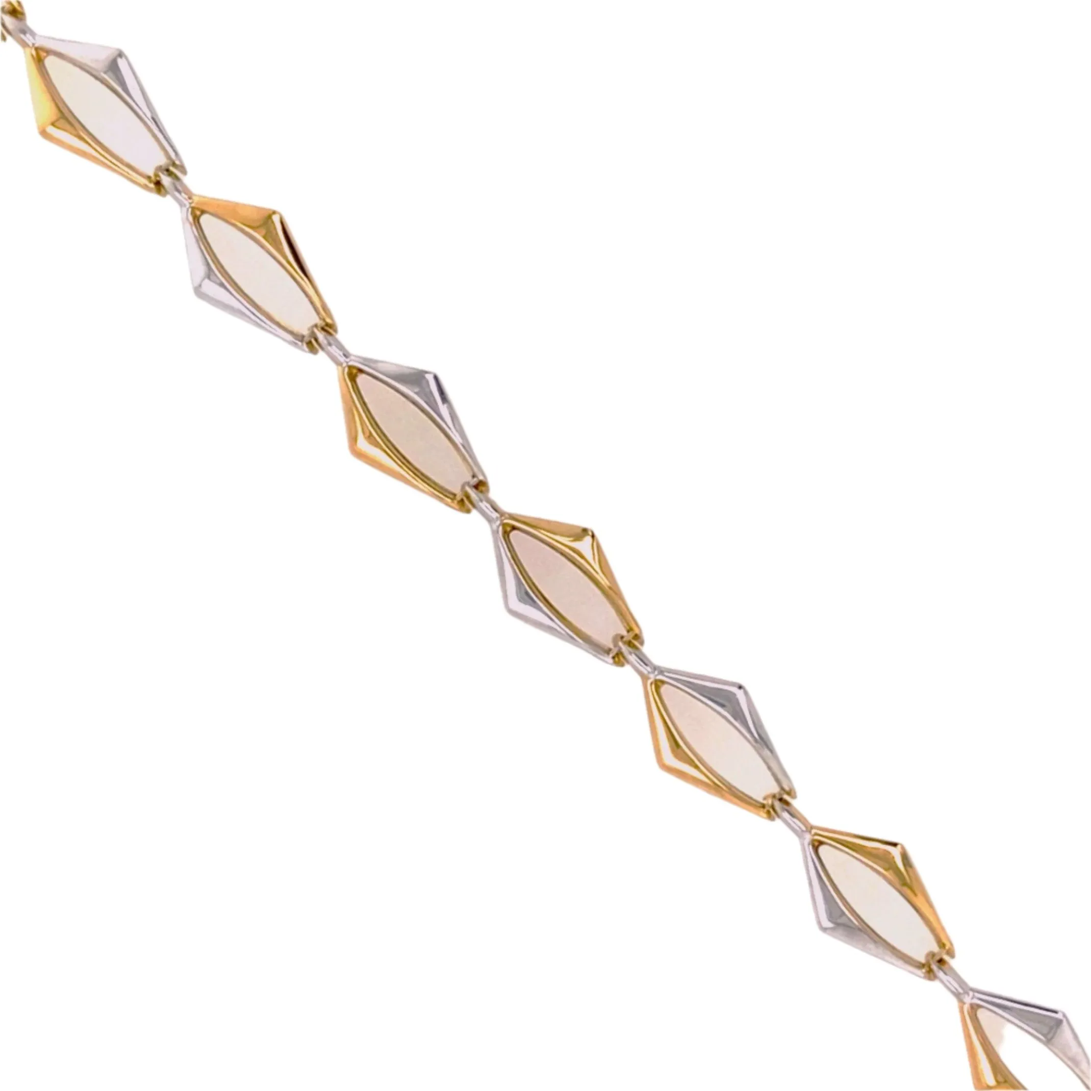 Pointed Edge Open Link Design Bracelet - 14kt Two-Tone Gold