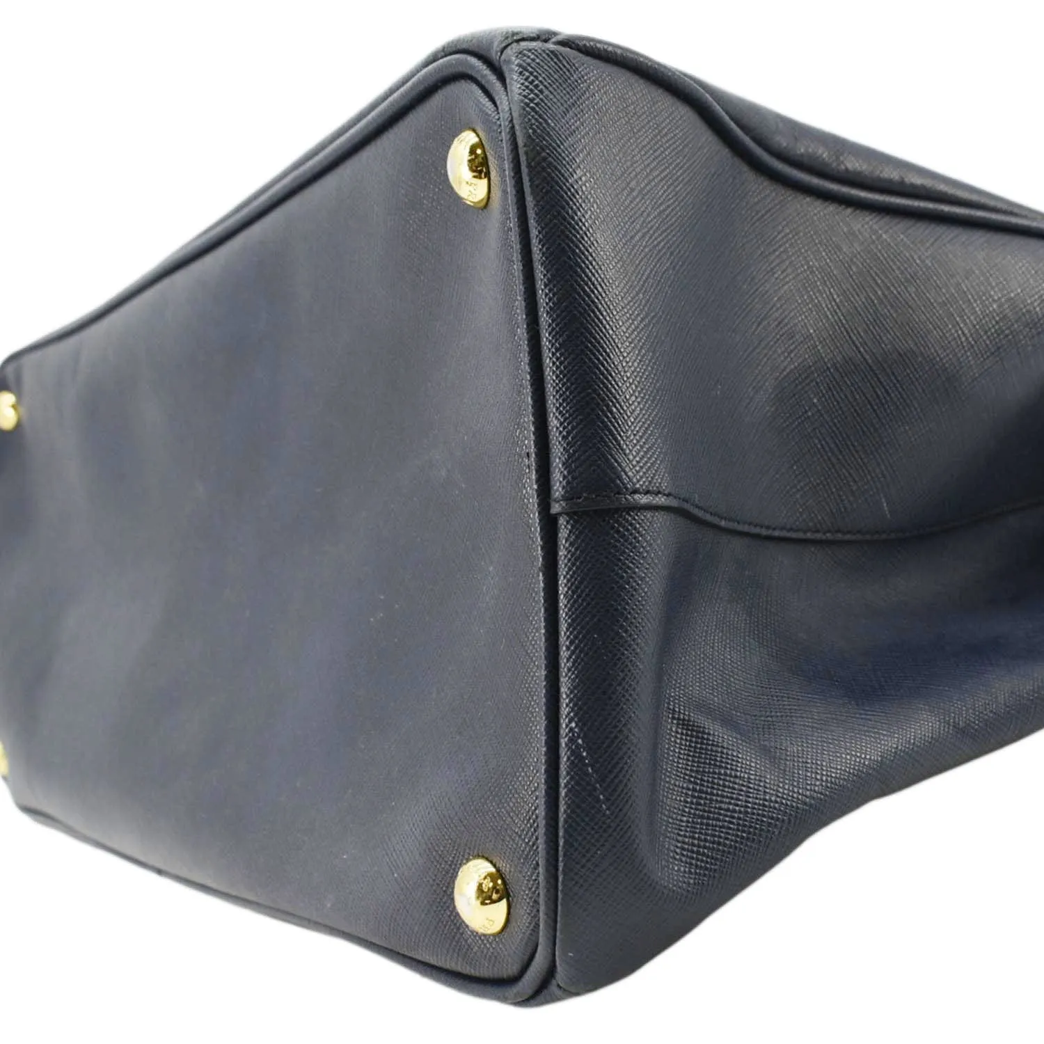 PRADA Galleria Double Zip Saffiano Leather Top Handle Tote Bag Blue
