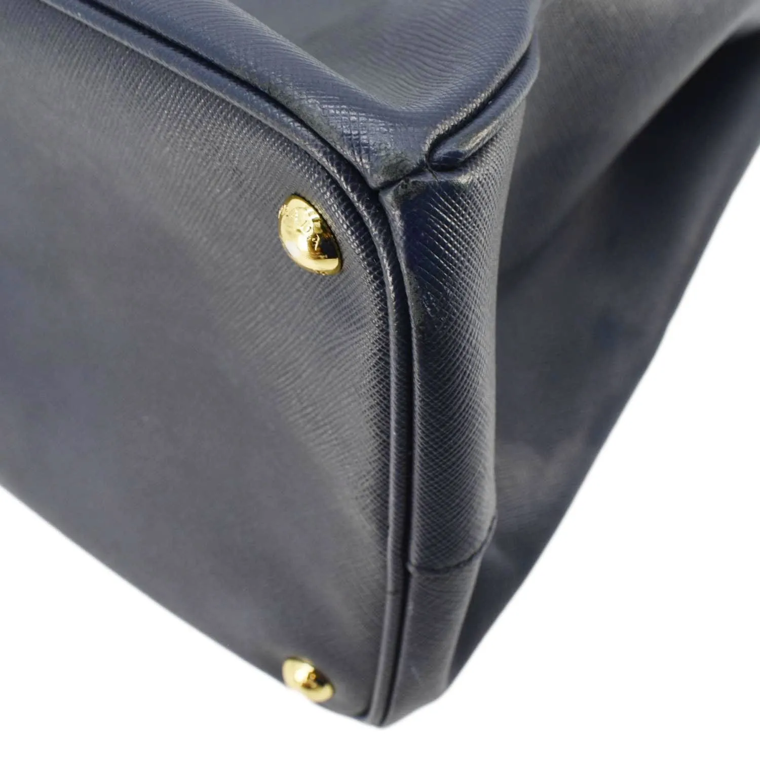 PRADA Galleria Double Zip Saffiano Leather Top Handle Tote Bag Blue