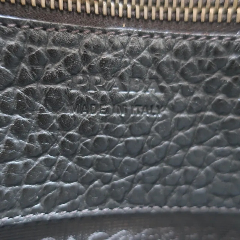 Prada Houndstooth Tweed Tote Bag Brown Leather-Trim Wool