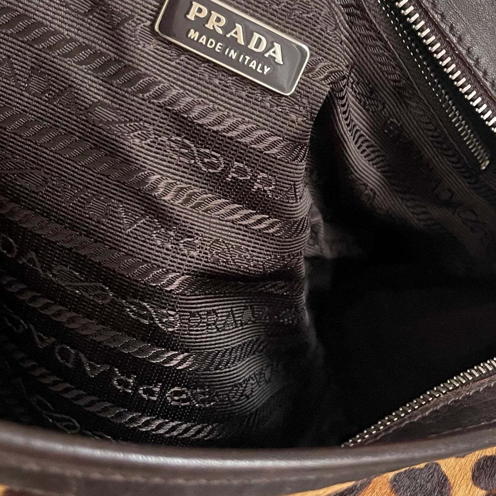 Prada Leopard Calf Hair Top Handle