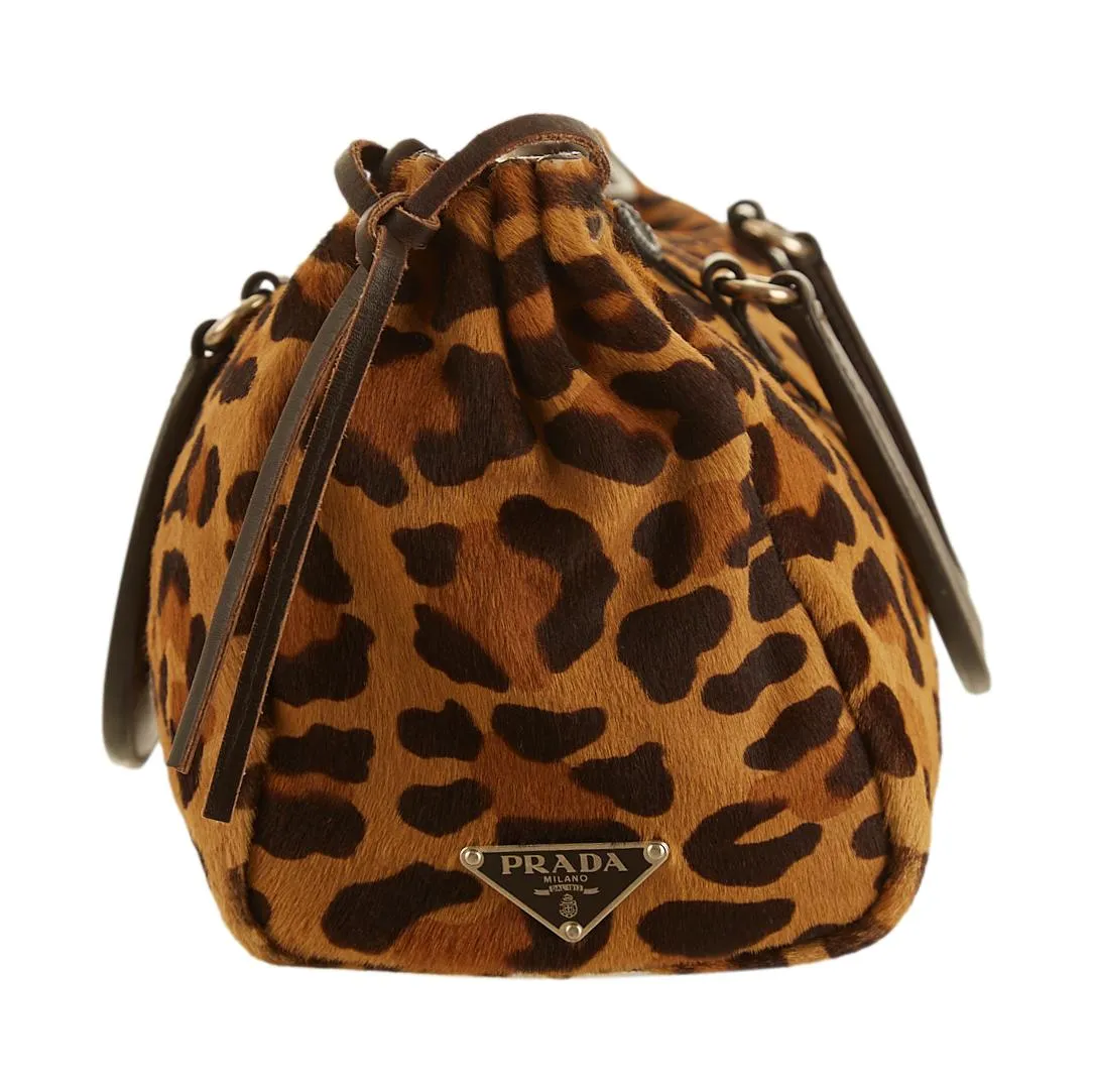 Prada Leopard Calf Hair Top Handle