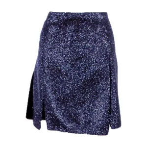 PRADA Metallic Black Split Panel Mini Skirt