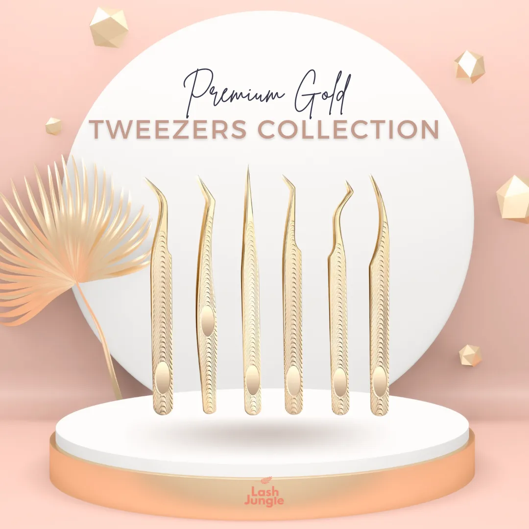 Premium Gold Tweezers - Angled