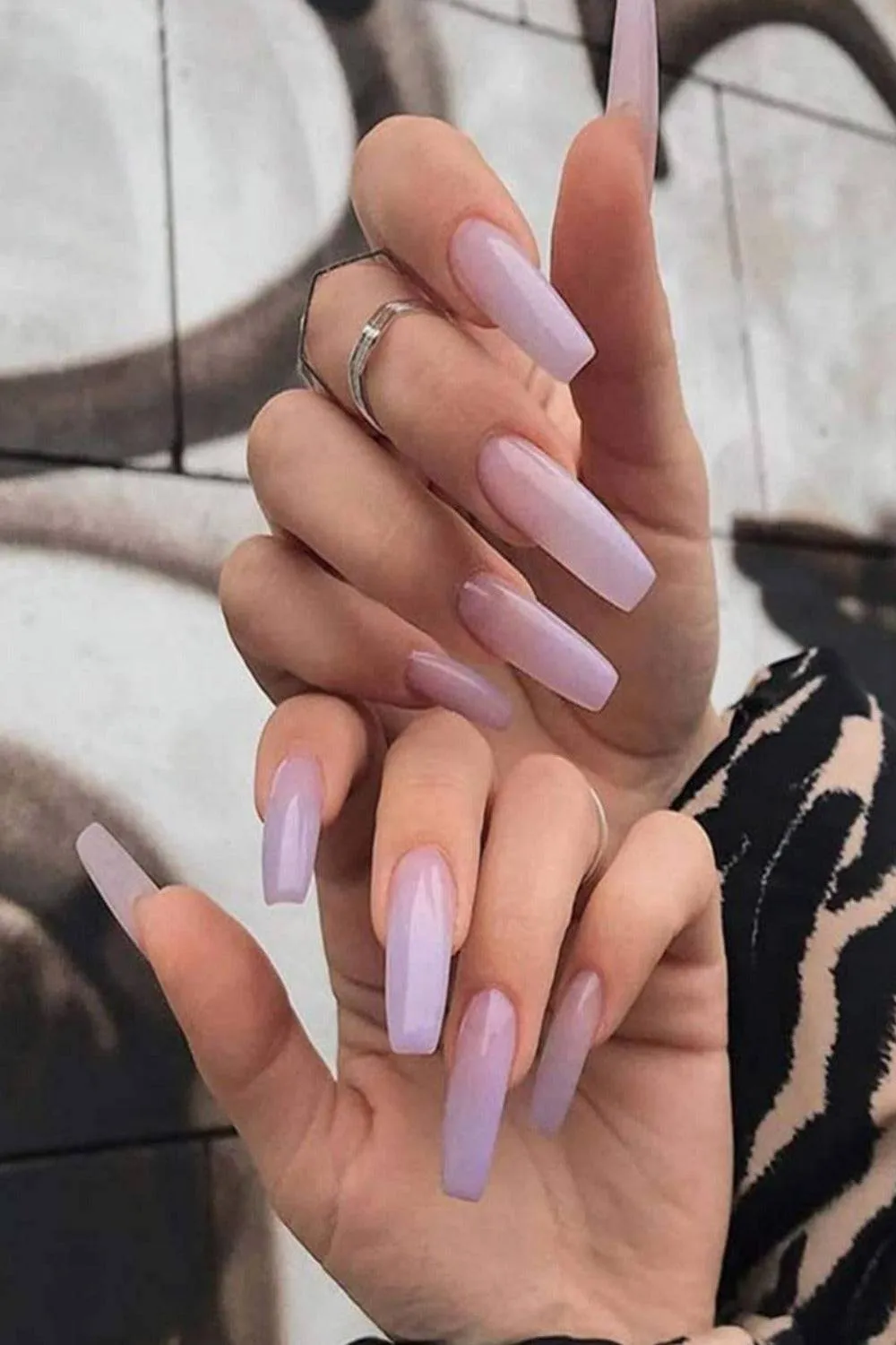 Press On Nails Glossy Clear Pink Coffin Nails Kit