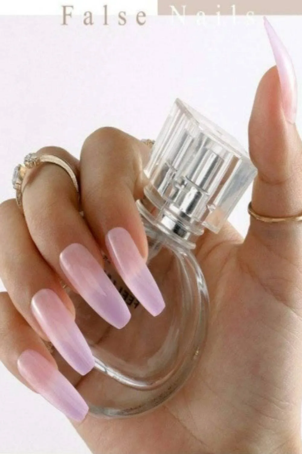 Press On Nails Glossy Clear Pink Coffin Nails Kit