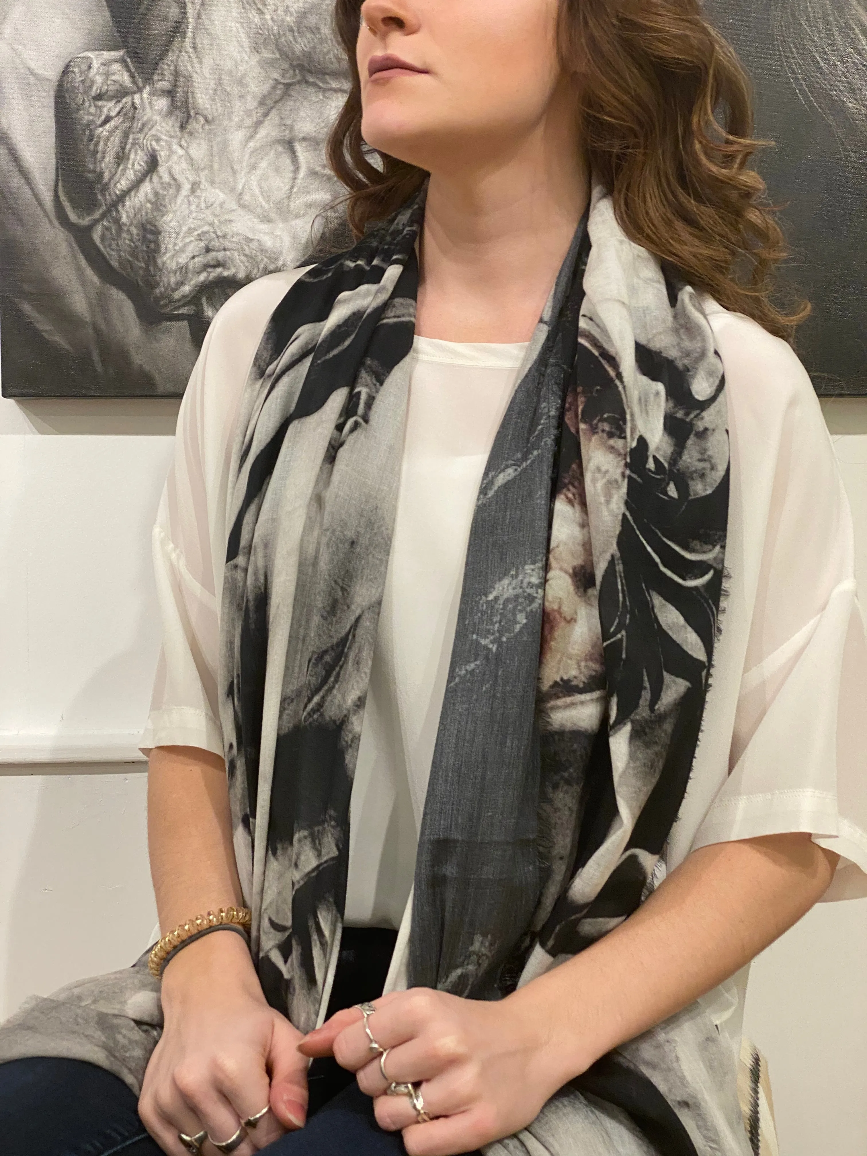 PRINTED WOOL SCARF
