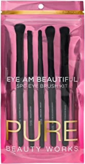 Pure Beauty Works Eye Am Beautiful 5pc Eye Brush Kit Premium Synthetic Bristles Blending Brush Eyeshadow Brush Precision Brush Soft Blending Brush Angled Brush Makeup Brush Set