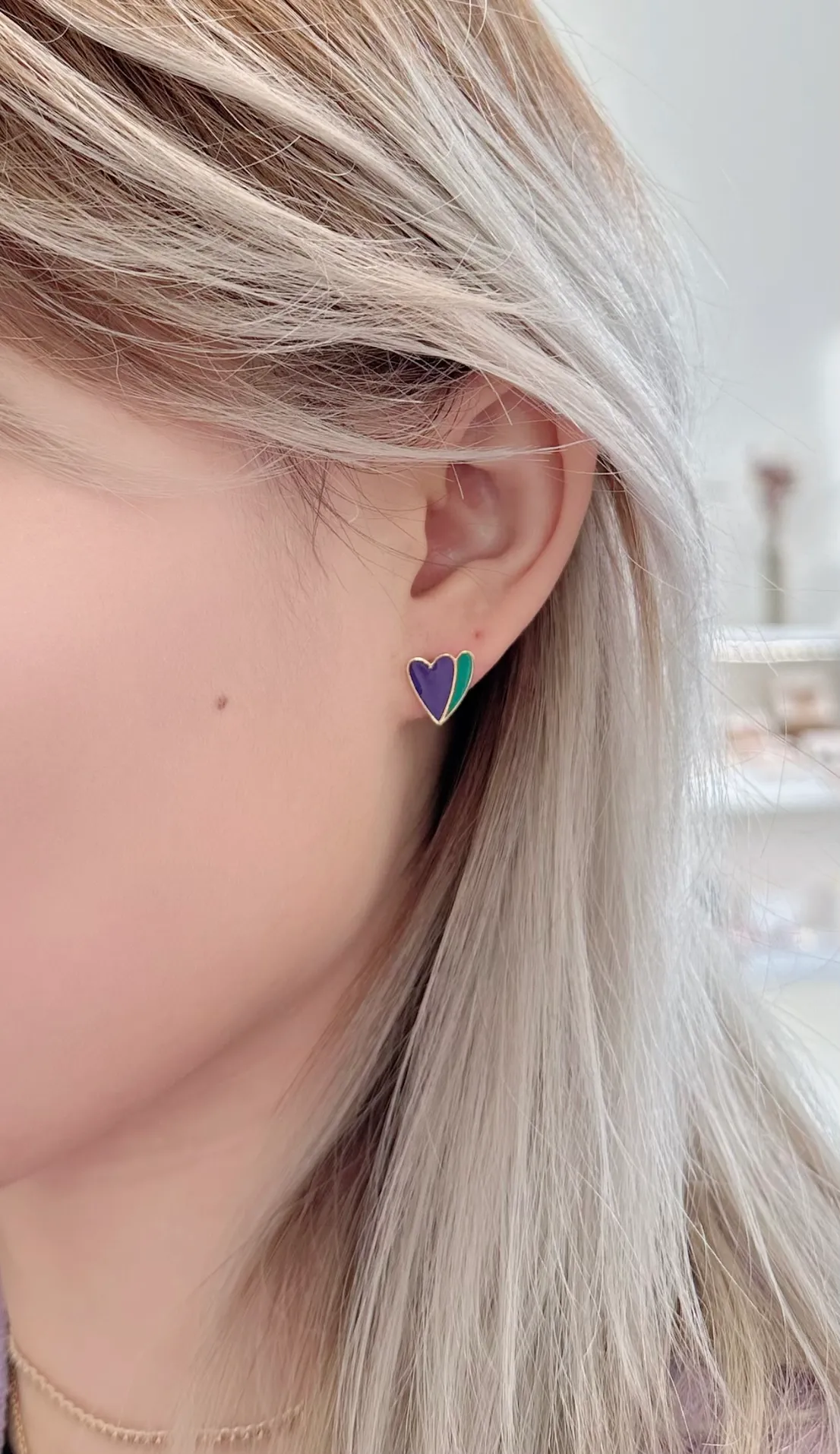 Purple and Green Tulips Multiway Earring Stud