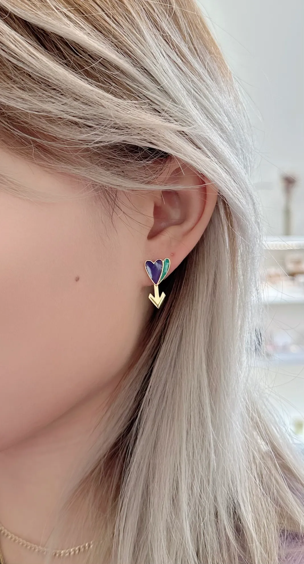 Purple and Green Tulips Multiway Earring Stud