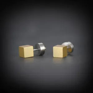 "Colorful aluminum" collection cube stud earrings