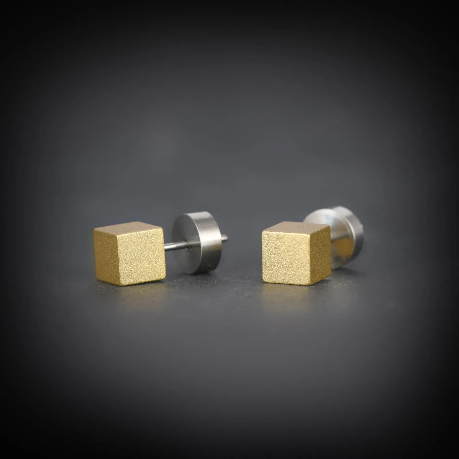 "Colorful aluminum" collection cube stud earrings
