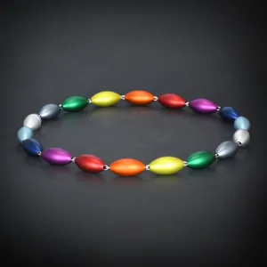 "Colorful aluminum" collection oval shapes necklace