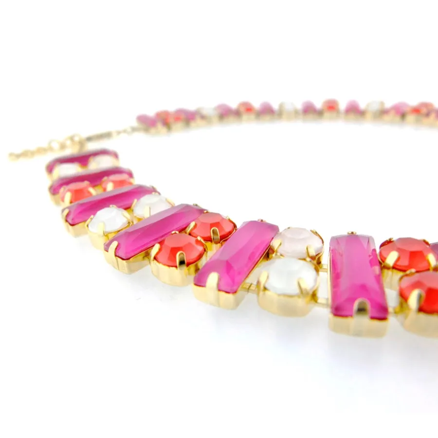 "La Dolce Vita" Hibiscus Mediterranean White Bracelet with Hand Painted Resin Stones