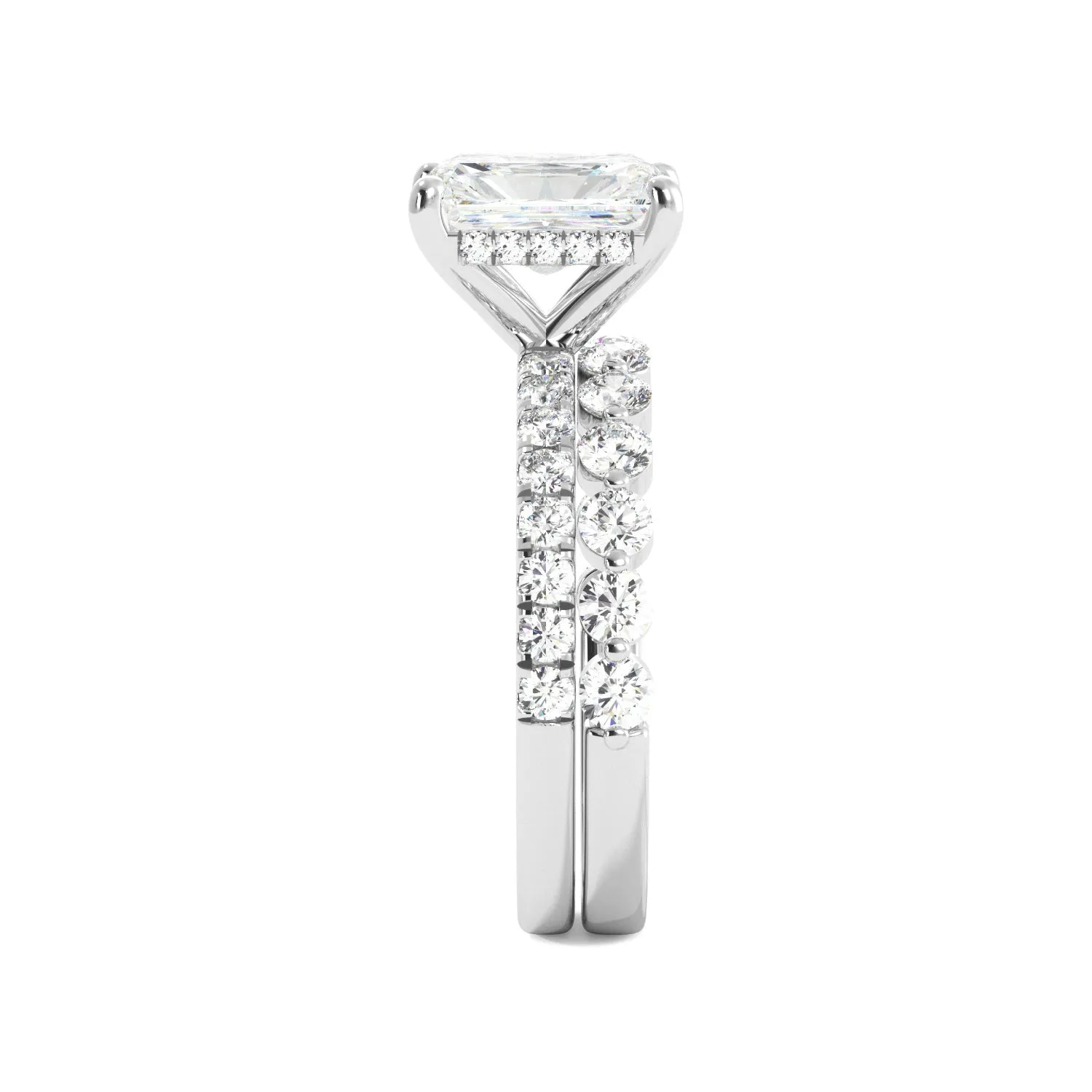 Radiant Cut Diamond Pave Band Engagement Ring