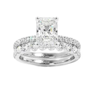 Radiant Cut Diamond Pave Band Engagement Ring