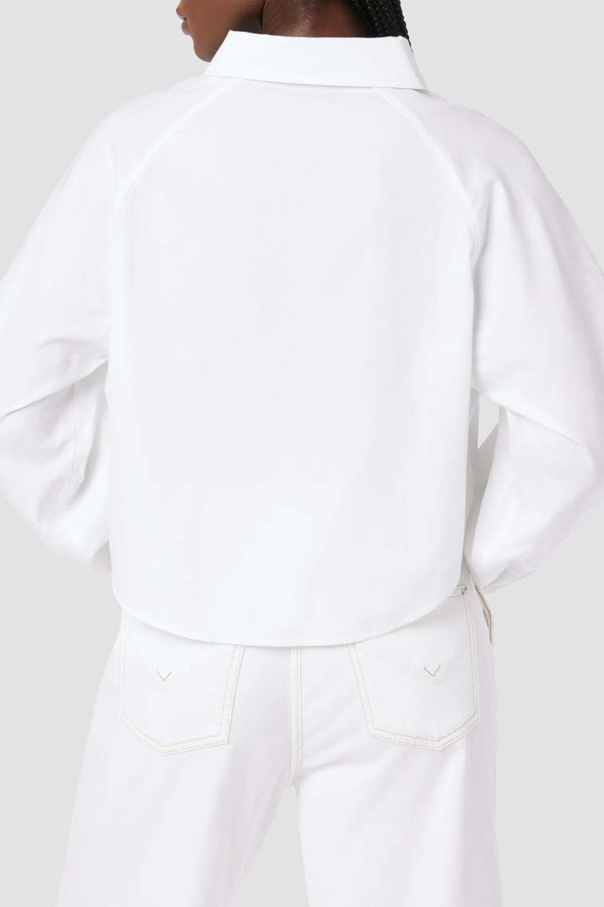 Raglan Balloon Sleeve Button Down Shirt