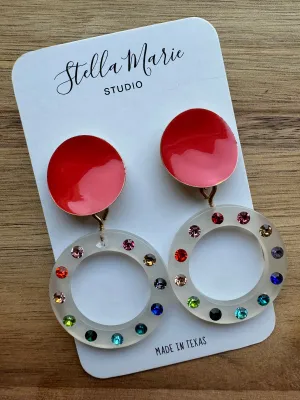 Rainbow Sparkle Hoop Earrings