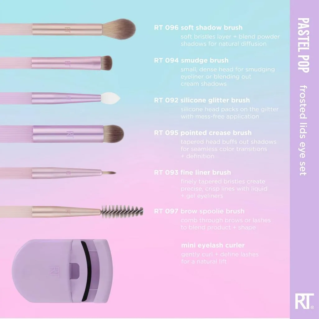Real Techniques Pastel Pop Frosted Lids Eye Makeup Brush Set