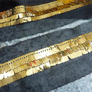 Rectangular Sequin Insertion Trim - Black / Gold