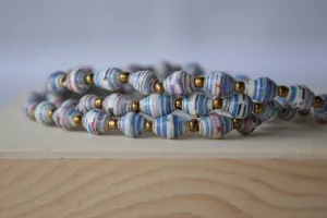Recycled Paper Bead Bracelet - Royal