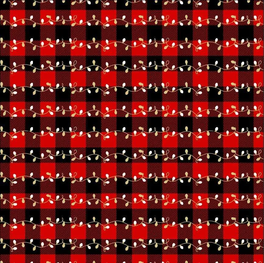 Red Buffalo Plaid with Christmas Lights