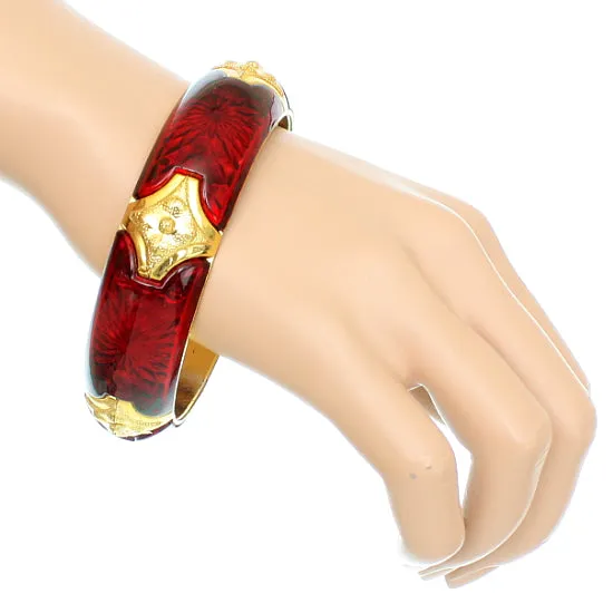Red Glossy Sunburst Bangle Bracelet